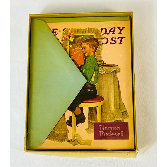 RARE NOS Norman Rockwell 1970s Notecards (8) Gee Whiz Leanin' Tree - Picture 2 of 10